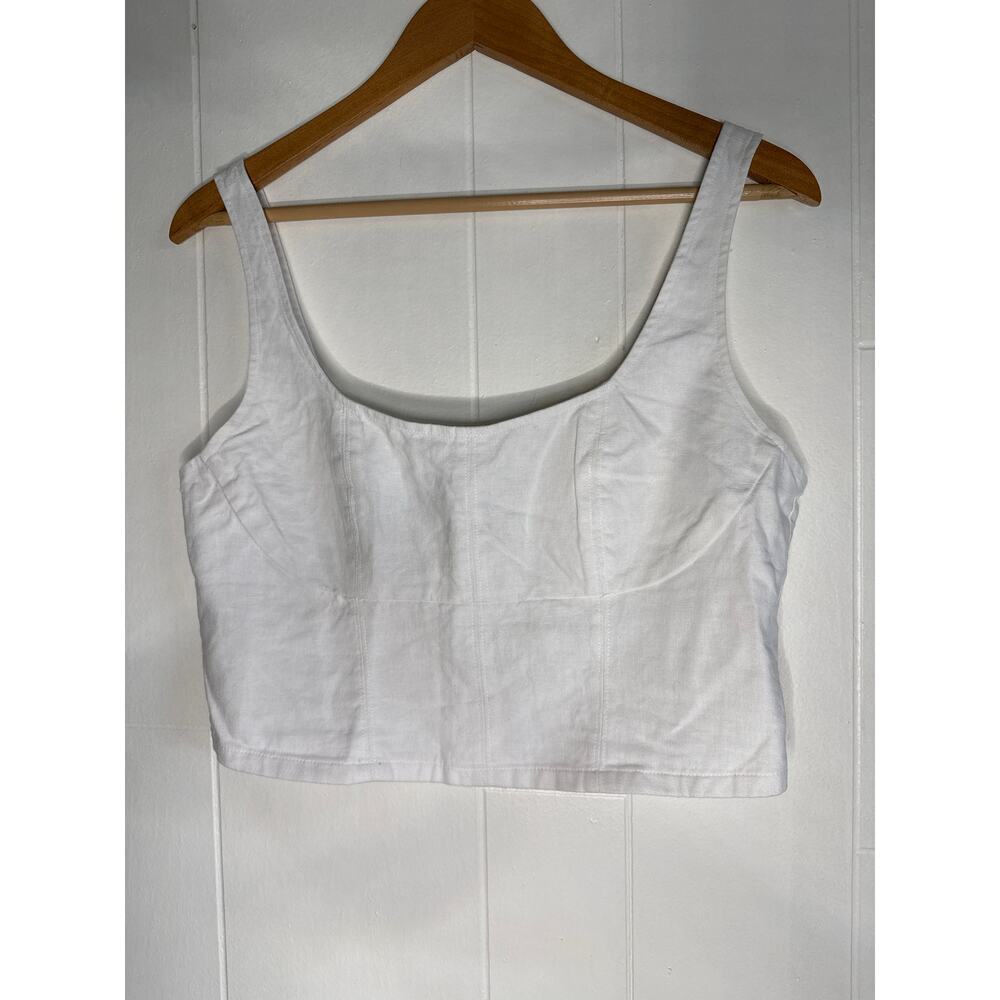 Banana Republic White Linen Crop Tank